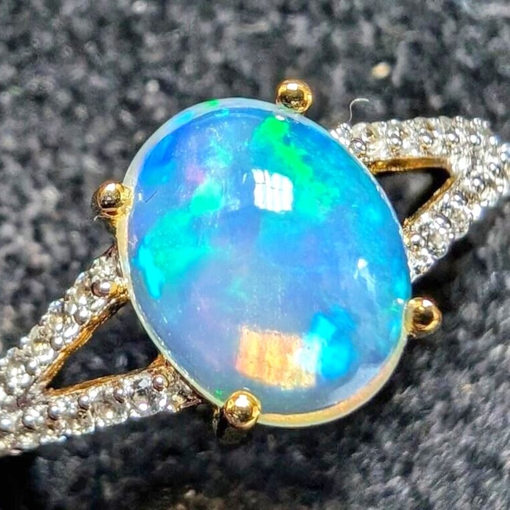 Silver Opal 1.5Ct & Cz Ring, Suggested Retail Value $240